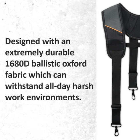 WOLF WTH2115 Padded 4-point Suspenders for Tool Work Belt | Universal Breathable Comfort Lightweight | Contractors Handyman | Pain Stress Relief W...