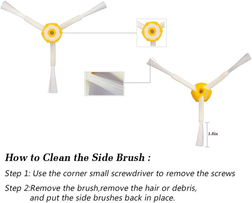 694 3-Armed Side Brush for i-Robot Roomba, 10 Pieces Replacement Accessories Parts for Roomba 650 690 614 550 760 780 (500 600 700 Series) Vacuum...