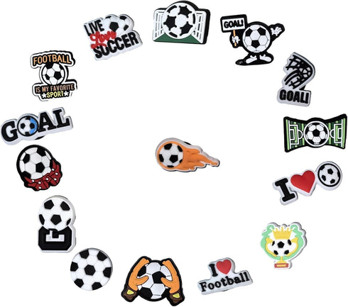 50 pcs Soccer Shoe Charms, PVC Construction, Soccer Themed Designs for Soccer Lovers...