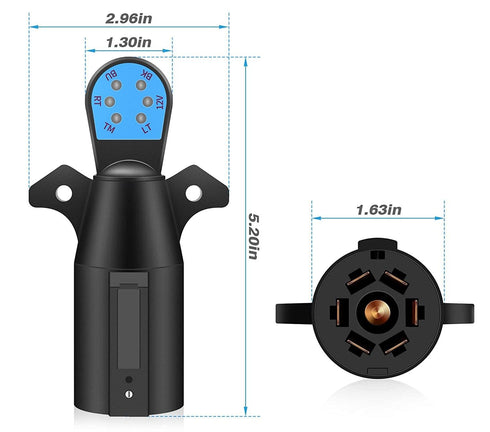 NEW SUN® 7-Pin Trailer Plug Tester with LED Light, 7-Way Trailer Light Tester, Round RV Blade Electric Wiring Tester, 7-Way Trailer Light Circuit ...