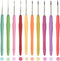 MTGHYARE 10 Small Sizes Lace Crochet Hooks Set 0.5mm - 2.75mm Ergonomic Soft Grip Handle Crochet Hook Needles Thread Crochet Hooks Yarn Lace Knitt...