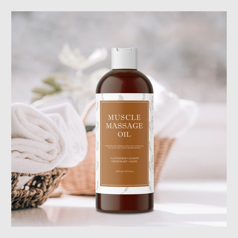 Sore Muscle Massage Oil for Body - Relaxing Massage Oil for Massage Therapy with Lavender and Rosemary Oils for Muscle Relief - Gentle Warming Mas...