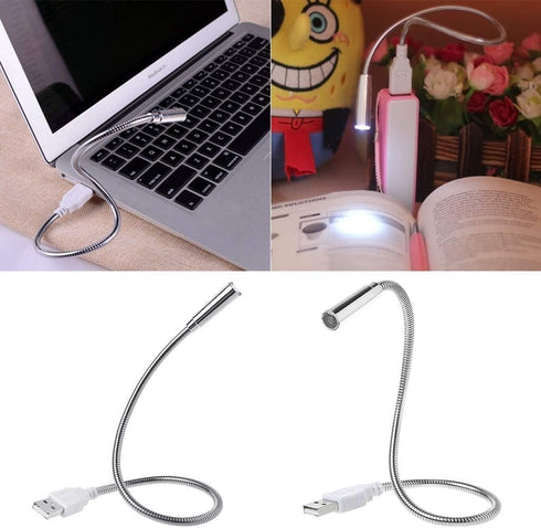 Silver USB Flexible Light Gooseneck Led Glowing Lamp Laptop Computers Studying for Office Working Writing Reading Accessories Desk Lamps Office Ad...