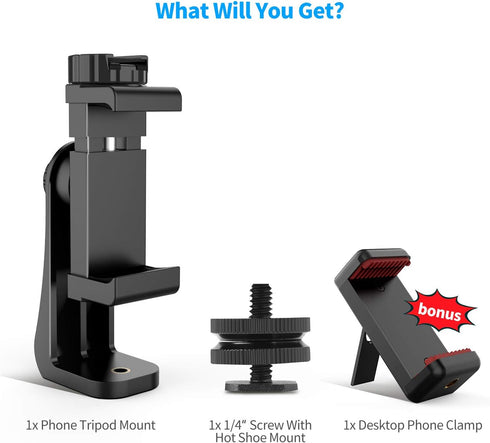 Owine Universal Dual Cell Phone Tripod Mount Adapter Premium Smartphone Clamp, Compatible with iPhone,Samsung Galaxy,Note,Lg,All Smartphones Perfe...