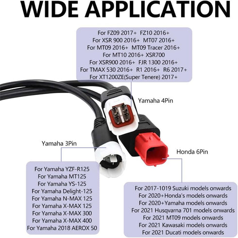 3-in-1 OBD2 Adapter Cable,16 pin to 6 pin 4 pin 3 pin OBD Diagnostic Cable,OBD2 to OBD1 6 pin 4 pin 3 pin Plug Adapter for Honda Guzzi Kawasaki Su...