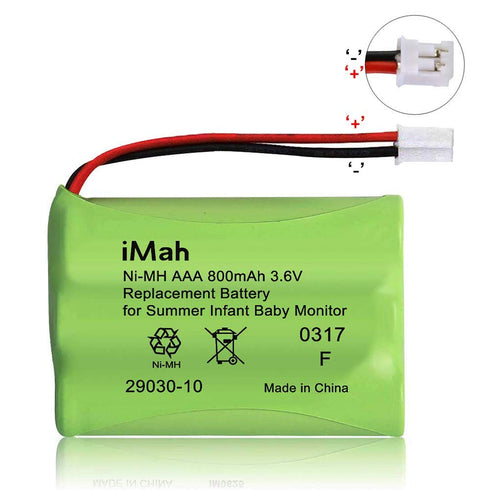 iMah 29030-10 Battery for Summer Infant Baby Monitor Battery Rreplacement | 3.6V 800mAh Ni-MH with Square-hole Connector...