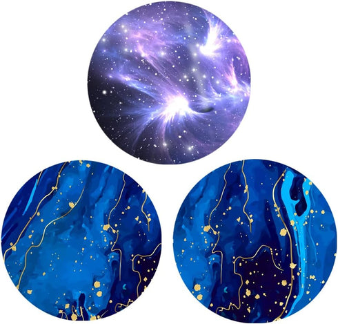 Multi-Functional Grip Mobile Phone Stands and Finger Holder (3 Pack) - Blue Nebula Galaxy and Marble with Purple and Gold-Color Accents...