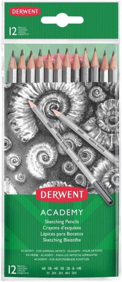 Derwent Academy Graphite Sketching Pencils, Wallet, 12 Count (2300412)...