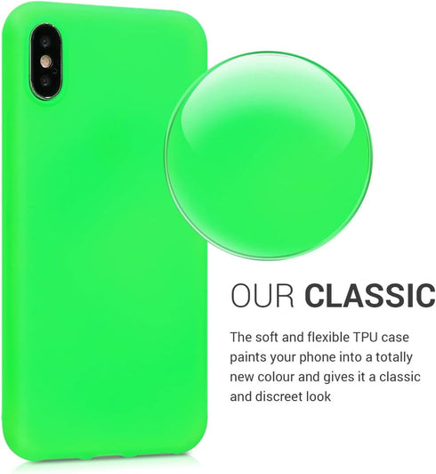 kwmobile Case Compatible with Apple iPhone X Case - Soft Slim Protective TPU Silicone Cover - Neon Green...