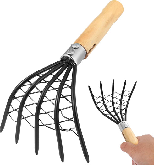 Yardwe 2pcs Rake with Mesh Net, 10 Inch Garden Rake Rake, Clamming Claws Shell Clam Digger Seafood Tool Garden Tools...