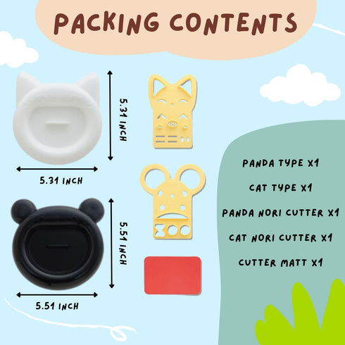 Animal Rice Mold Set – Cute animals Shapes, DIY Bento Lunch Decoration Tool, Easy Rice Shaper, Japanese Kitchen Accessory, Fun Food Cutter Include...