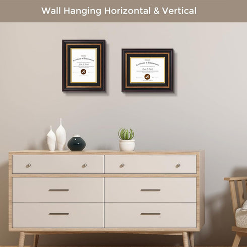 Golden State Art, 8x10 Document Frame for 6x8 Diploma/Certificate/Picture, Black Gold & Burgundy Color. Includes Double Mat, Real Glass (Black Ove...