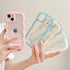 Compatible for iPhone 15 Plus Case Clear Cute Curly Wave Frame Shape for iPhone 15 Plus Phone Cases Shockproof Soft Protective Phone Cover for Wom...