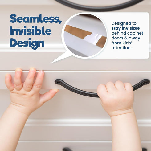 Upgraded Invisible Baby Proofing Cabinet Latch Locks (10 Pack) - No Drilling or Tools Required for Installation, Works with Most Cabinets and Draw...