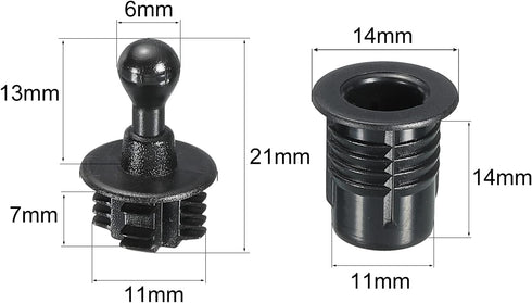 MECCANIXITY Speaker Grill Guides Plastic Black Ball Socket Type Dia 11mm for Speaker Parts Accessories Pack of 8...