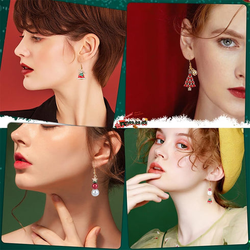 SUNNYCLUE 1 Box DIY 10 Pairs Christmas Enamel Charms Earring Making Kit Jingle Bell Charms for Jewelry Making Rhinestone Christmas Charms Snowflak...