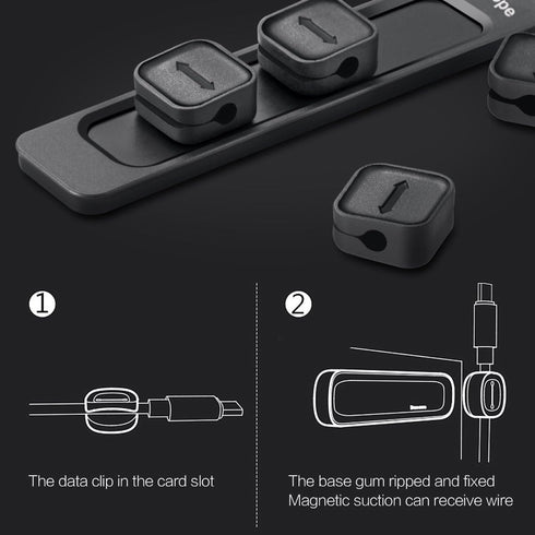 Magnetic Cable Organizer, Desktop Cable Holder Multipurpose with 8 Clips, Magnetic Cable Clips Organizer, Cord Management for All Wires (2 Pack, B...