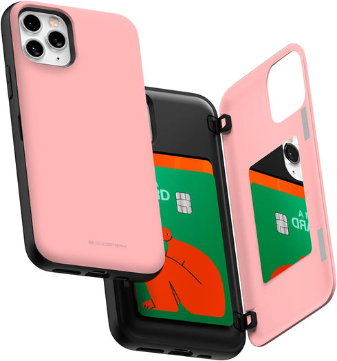 GOOSPERY Compatible with iPhone 11 Pro Wallet Case with Card Holder, Protective Dual Layer Bumper Phone Case (Pink)...