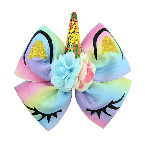 Girls Unicorn Hair Bows with Alligator Hair Clips Cheer Bows Hair Accessories for Kids Toddlers 6 Packs...