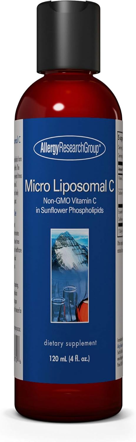 Allergy Research Group Micro Liposomal C 1000mg Supplement - Liquid Vitamin C, Sunflower Phospholipids, Sodium Ascorbate, Organic, Bioavailable, N...