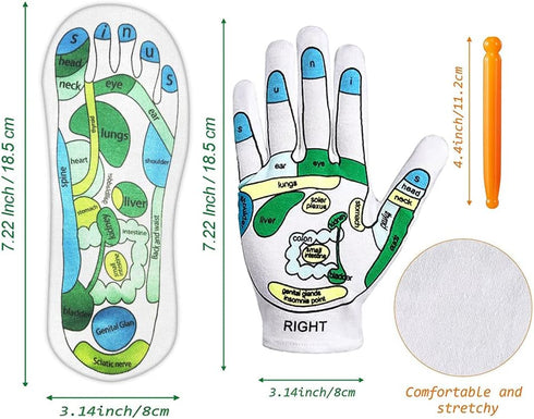 Reflexology Socks with Tools - 4 Pcs - Socks and Gloves Acupressure Reflexology Tools, Tutorial Reflexology Gloves with Massage Sandal, Pain Relie...