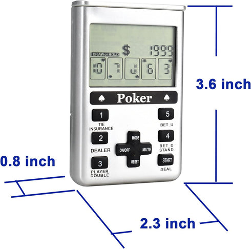 Electronic Poker Game Handheld 7 in 1 Silver...