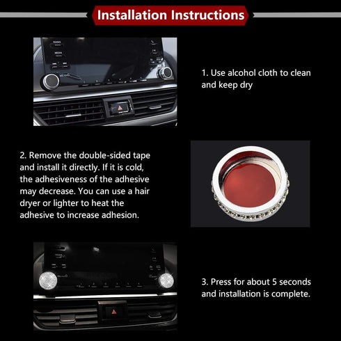 LECART Bling Volume Knob Cover Fit for Honda Accord 2018 2019 2020 Car Interior Bling Accessories Metal Sound Switch Knob Caps Silver Pack of 2...