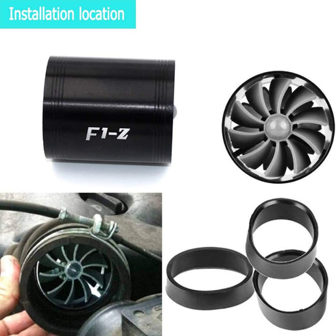 2.5" F1-Z Car Air Intake Turbonator , Dual Fan Turbine Super Gas Fuel Saver Turbo (Black)...