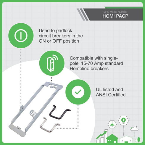 Square D - HOM1PACP 1.9 -Inch Single-Pole Circuit Breaker Padlock Device...