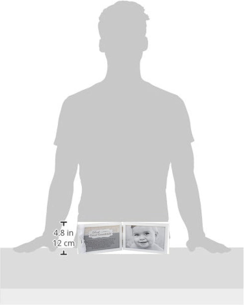 The Grandparent Gift Co. First Great - Grandchild Picture Frame- White Double Hinged Tabletop Photo Frame Holds 4"x6" Pictures or Ultrasounds- Inc...