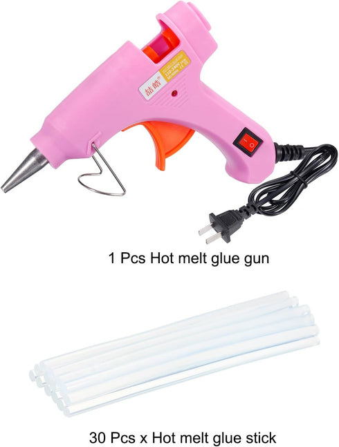 MECCANIXITY Mini Hot Glue Gun Kit with 30pcs Clear Hot Melt Glue Sticks 0.28" x 8"(7mm x 200mm) for Crafts DIY Arts Quick Repair, 20W Pink...