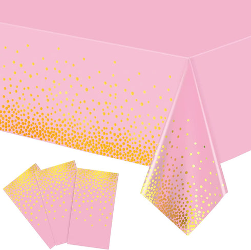 Breling 3 Pieces Dot Tablecloth Confetti Rectangle Plastic Disposable Table Cover for Birthday Wedding Baby Shower Engagement Anniversary Bachelor...