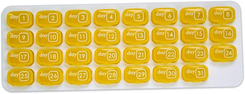 31 Day Monthly Pill Pod Organizer for Easy Medication Management - Stay on Track with Daily Vitamin Supplement Med Boxes, Ready for Travel - Yello...