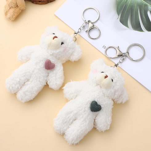 2pcs Plush Bear Keychain Teddy Bear Keychain Aniaml Key Ring Hanging Ornament Plush Stuffed Animal Car Key Holder for Girls Women...