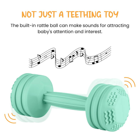 Baby Dumbbell Toy - Silicone Dumbbell Teether Toys Weight Rattle Sensory Toy for Babies - Great Gift for Baby and Toddler Girls or Boys (Mint)...