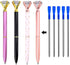 DUNBONG Black and Blue Ink Pen Refills Replacement Metal Ballpoint Refill 3.2 in for Big Diamond or Crystal Pen and Stylus Pens Pack of 5 (Blue).....