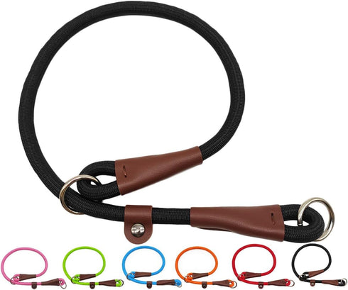 MayPaw Slip Collar Nylon Rope Choke Collar for Dog Training- No Pull Round Martingale Dog Collar for Small Medium Large Dogs...
