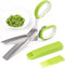 Herb Scissors With 5 Blades and Cover - Multipurpose Kitchen Shears for Cutting and Stripping - Dishwasher Safe, Green...
