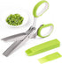Herb Scissors With 5 Blades and Cover - Multipurpose Kitchen Shears for Cutting and Stripping - Dishwasher Safe, Green...