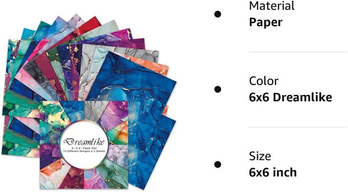 Scrapbook Paper, 24 Sheets Craft Scrapbooking Paper Pad 6x6 Marbel Desgin Single-Side Printing Junk Journal Cardstock Paper Supplies for Card Maki...