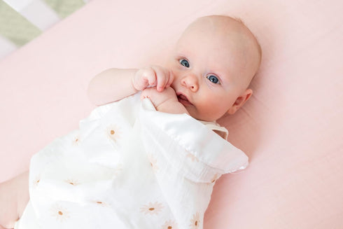 Lulujo Security Lovey Blankets Unisex Softest Breathable Cotton Muslin Security Blanket Set with Silky Satin Trim| Neutral Comforting Blanket for ...