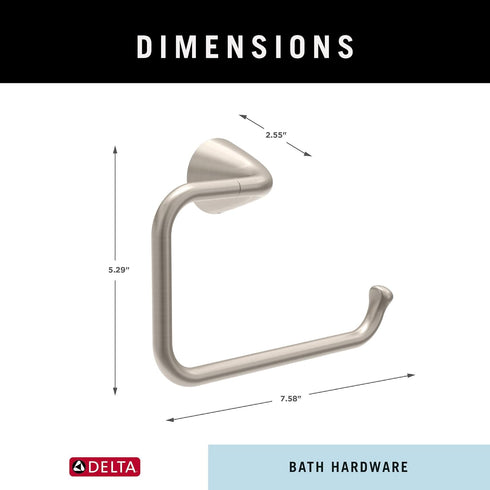 Delta ARV46-DN Arvo Wall Mount Square Open Towel Ring Bath Hardware Accessory in Brushed Nickel...
