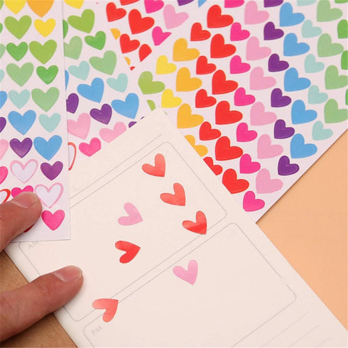 18 Sheets 1512 Pcs Colorful Heart Shape Self Adhesive Stickers, for Scrapbooking and Kid DIY Arts Crafts (Hearts, 18 Sheets)...