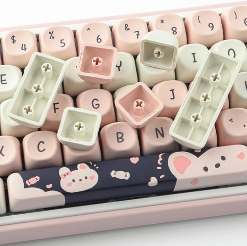 Sunzit PBT Keycaps - MOA Keycaps, Cute Keycaps for Mechanical Keyboard, 132 Keys, Dye-Sublimation Custom Keyboard Keycap Set for 61/64/68/84/87/10...