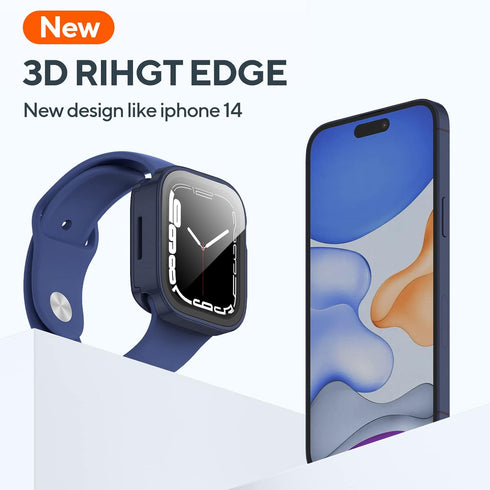 2 Pack 2 in 1 Waterproof Case for Apple watch Series SE SE2 6 5 4 44mm, Straight Edge PC Front & Back Bumper with Tempered Glass Screen Protector ...
