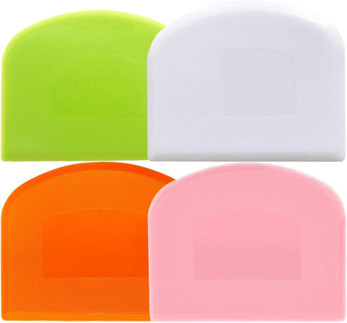 Dough Scraper Bench Scraper for Baking, 4 PCs BPA Free PE Plastic Flexible Bowl Scraper, Food-safe Plastic Dough Cutter for Bread Cake Dough Fonda...
