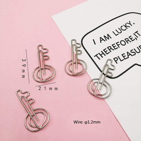 Rurili 20 Pieces Metal Key Shaped Wire Paper Clips for Office School Home Use(Silver)...