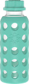 Lifefactory 9-Ounce Glass Water Bottle with Flat Cap and Silicone Sleeve Kale...