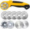 AUTOTOOLHOME 45mm Rotary Cutter with 9pcs Extra Blades Automatic Fabric Roller Cutter Perforator Crochet Edge Pinking Rotary Blades for Quilting, ...