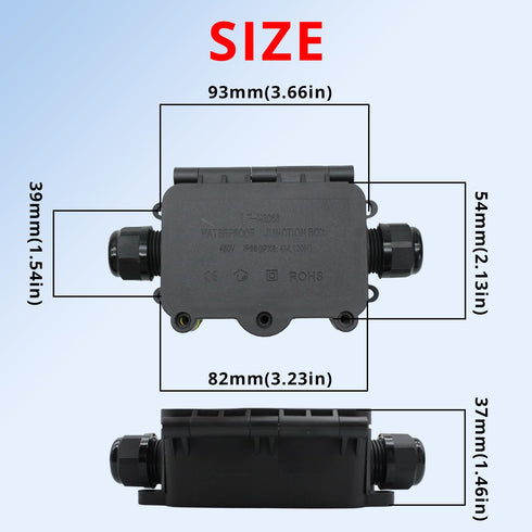 MAKERELE Small External Junction Box IP68,2 Way Clamshell-Type Underground Electrical Box with Screw Terminal Block Airtight Plastic Box Maximum I...
